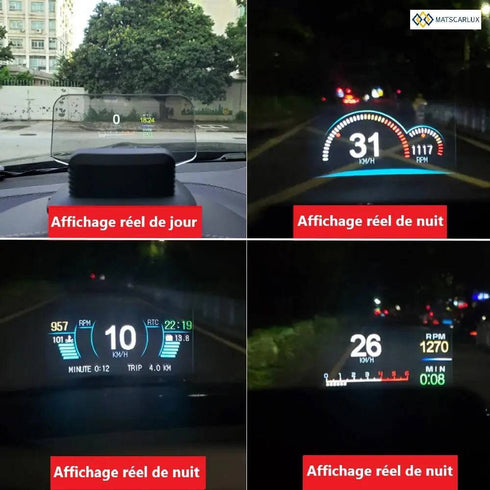 HUD 3D Sans Film OBD2 GPS - Affichage Tête Haute Voiture
